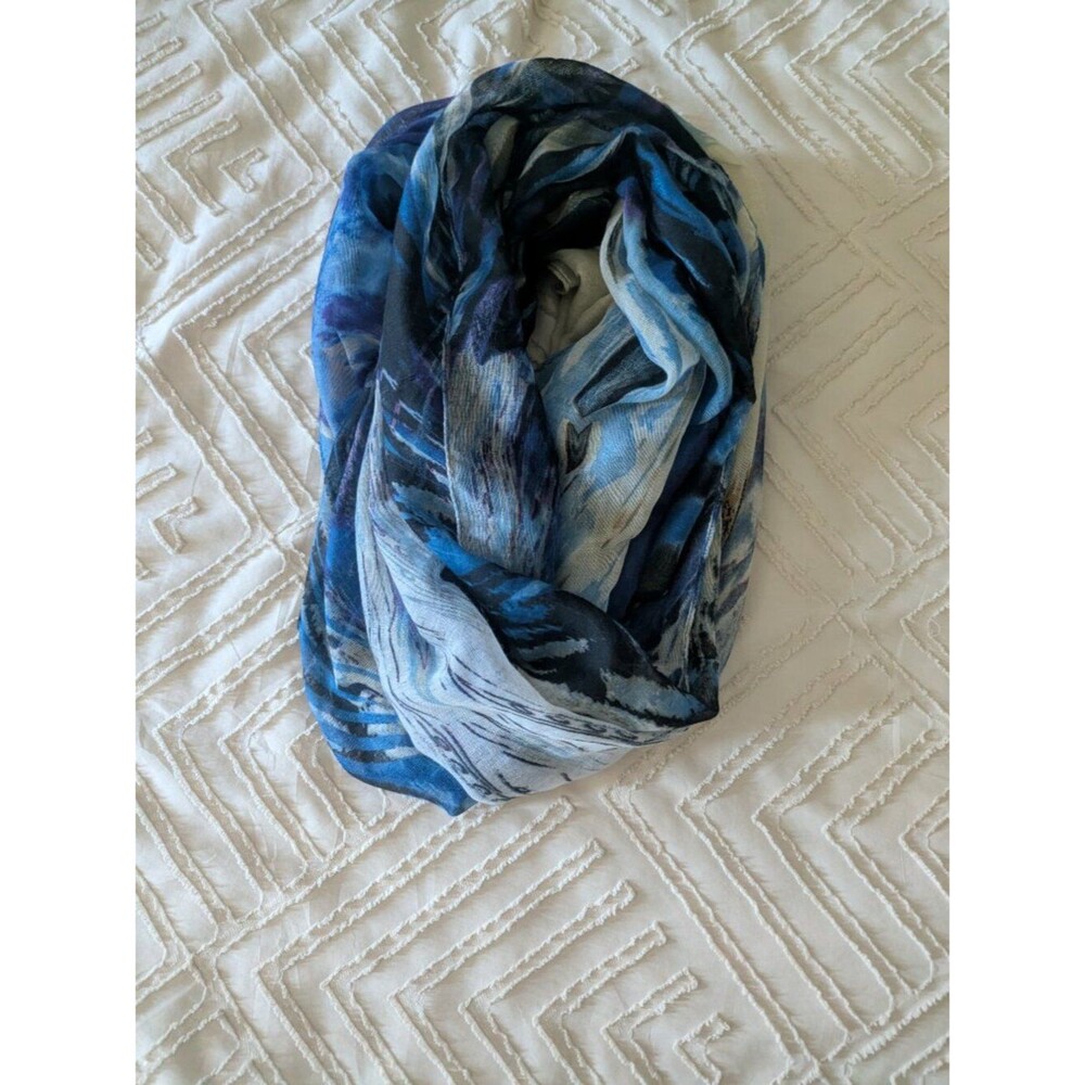 Travel Scarf Gena Accessories Vest Tunic Headwrap Floral Blue Modesty